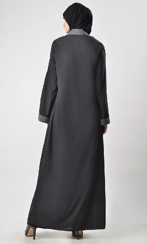 2 Layer Set Abaya-Grey & Black