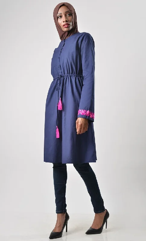 Elegant simple cotton drawstring tunic