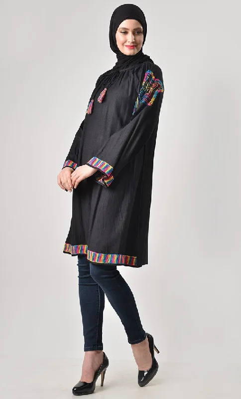 Rainbow Thread Embroidered Tunic