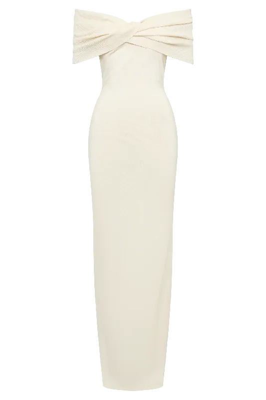 Terese Off Shoulder Knit Maxi Dress - Cream