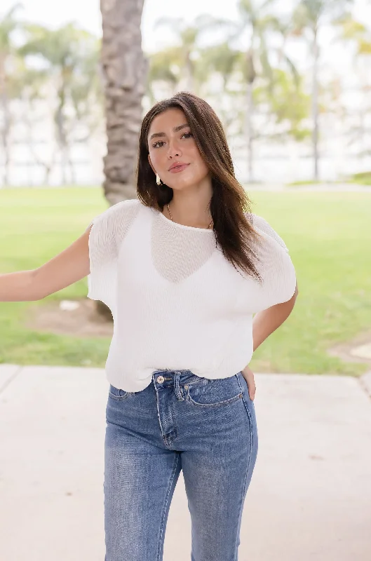 Serena Pleated Cinched Waist Top White